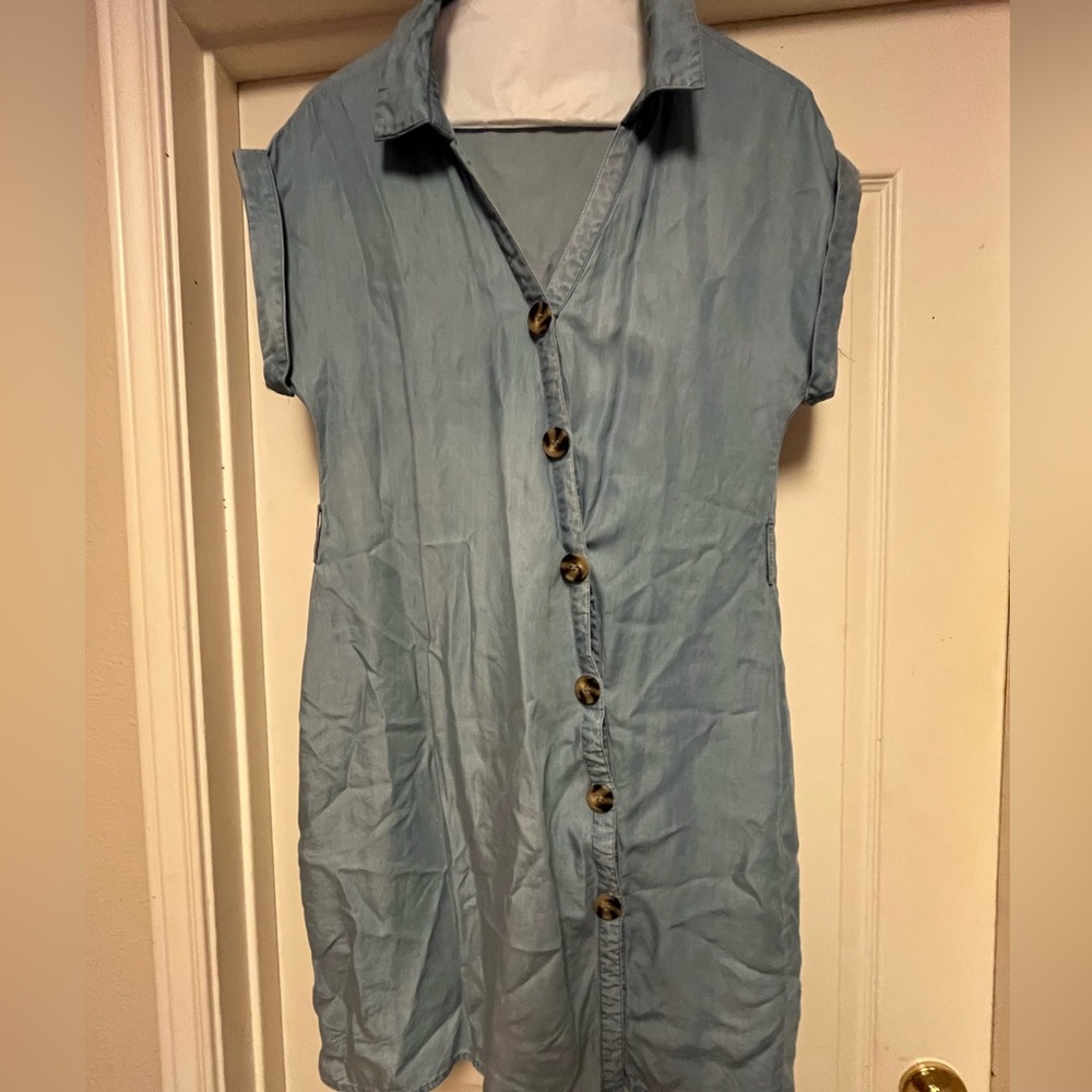 Cute Denim Button-Down Dress